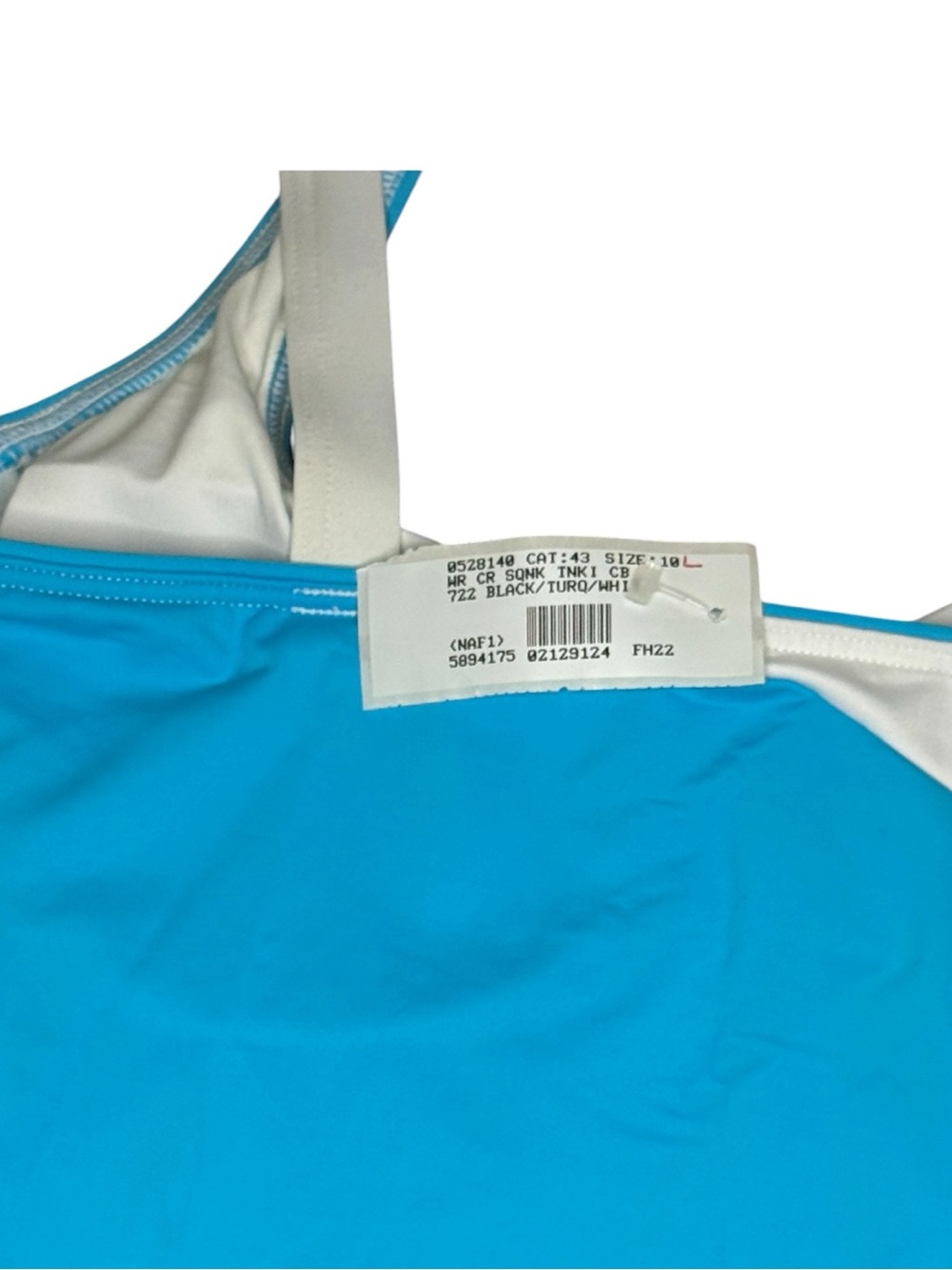 Lands End Square Neck Underwire Tankini Blue Black White Adjustable Straps Sz 10 - Picture 7 of 11